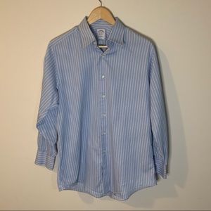Brooks Brothers Pin Stripe Blue Button Down Shirt Mens Size 15 1/2 32